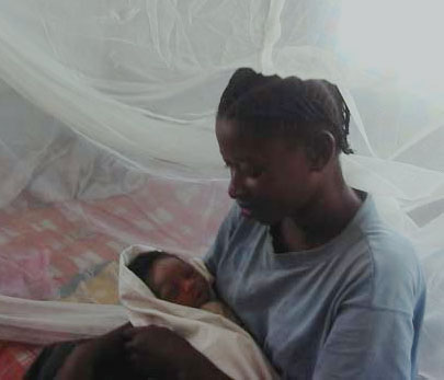 Sleeping under mosquito net gives children the chance for survial.